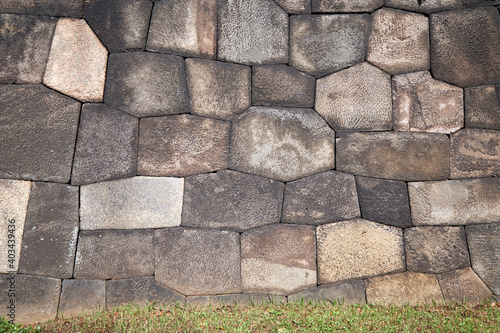 Photography Masonry pattern of the old Edo Castle stone wall. Tokyo. Japan