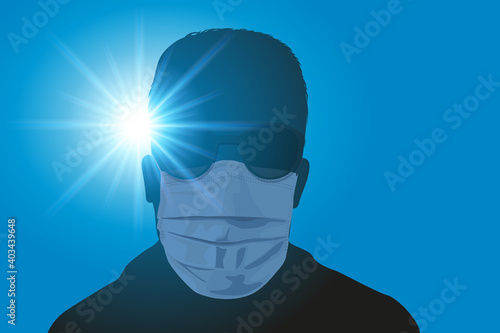Concept de la protection contre la pandémie de COVID-19 avec la silhouette d’un médecin qui porte un masque chirurgical pour soigner les malades.