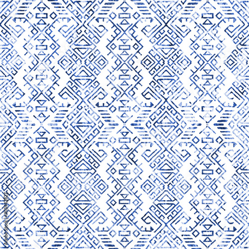 Geometric kilim ikat pattern with grunge texture 