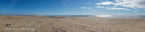 panorama view of the beach at Faro Island in Portugal