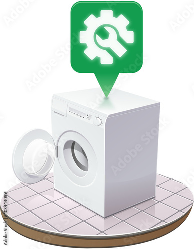 Machine à laver avec un excellent indice de réparabilité vert (détouré)	
