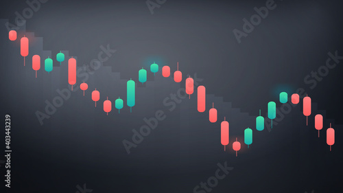 The graph tends to go down. Display of stock market quotes. Candlestick on a white background. Investment trading in the stock market. Vector illustration.