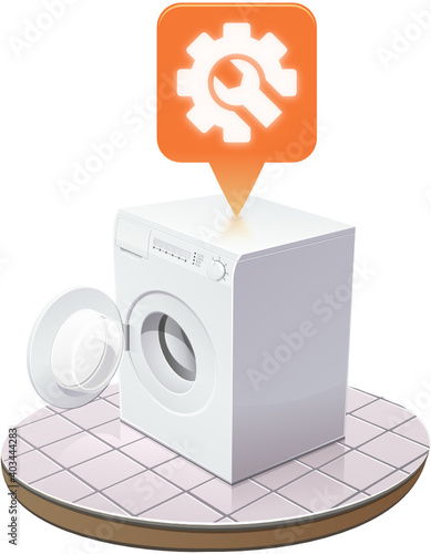 Machine à laver avec un indice de réparabilité mauvais orange (détouré)