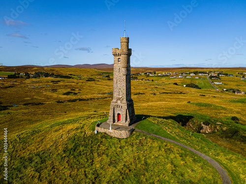 Aerial of the 1st World War Memorial, Isle of Lewis, Outer Hebrides, Scotland, United Kingdom, Europe