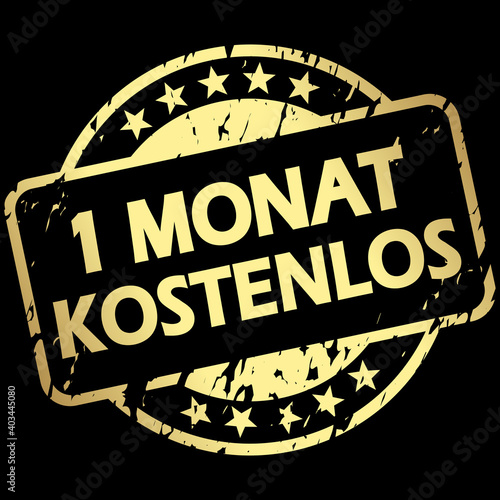 gold grunge stamp with Banner 1 month free (in german)