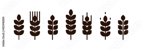 Crossed out sign with wheat ear or wheat spike icon.