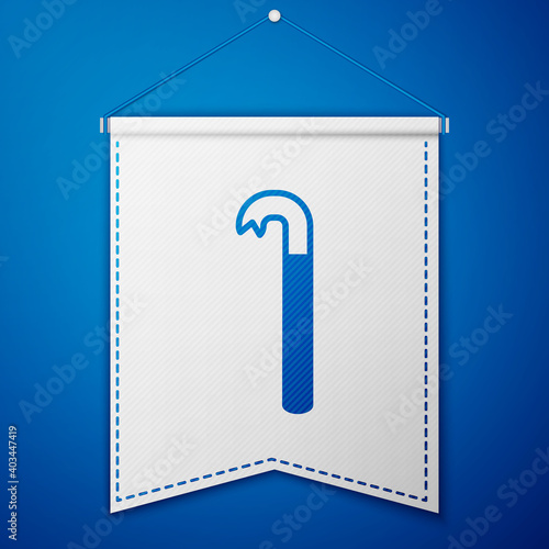 Blue Crowbar icon isolated on blue background. White pennant template. Vector Illustration.