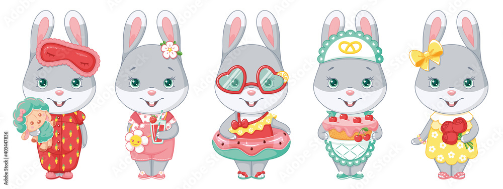 Gray Bunny Character Paper Doll Gray Bunny Character Paper Doll