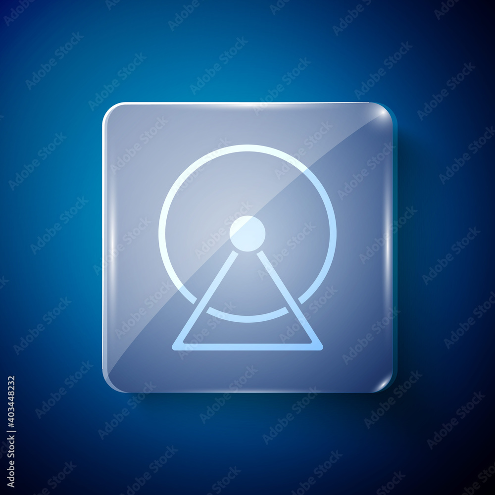 White Hamster wheel icon isolated on blue background. Wheel for rodents. Pet shop. Square glass panels. Vector. White Hamster wheel icon isolated on blue background. Wheel for rodents. Pet shop. Square glass panels. Vector.
