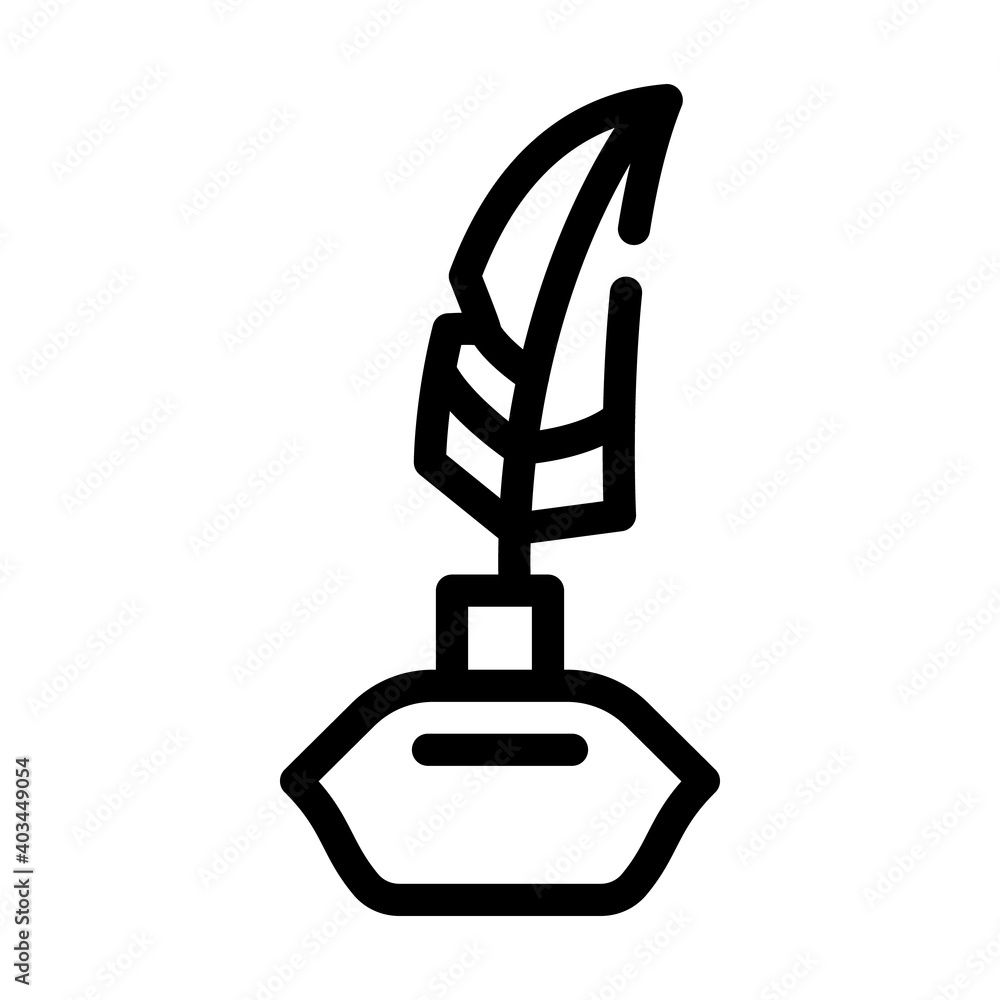 feather with ink line icon vector illustration feather with ink line icon vector illustration