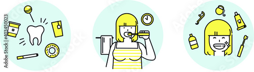 A curvy woman takes care of her teeth. A plump girl brushes her teeth to fight stain-causing foods