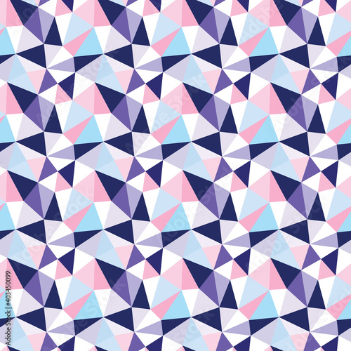 Geometric low poly graphic repeat pattern made out of triangular facets. Vector pattern.