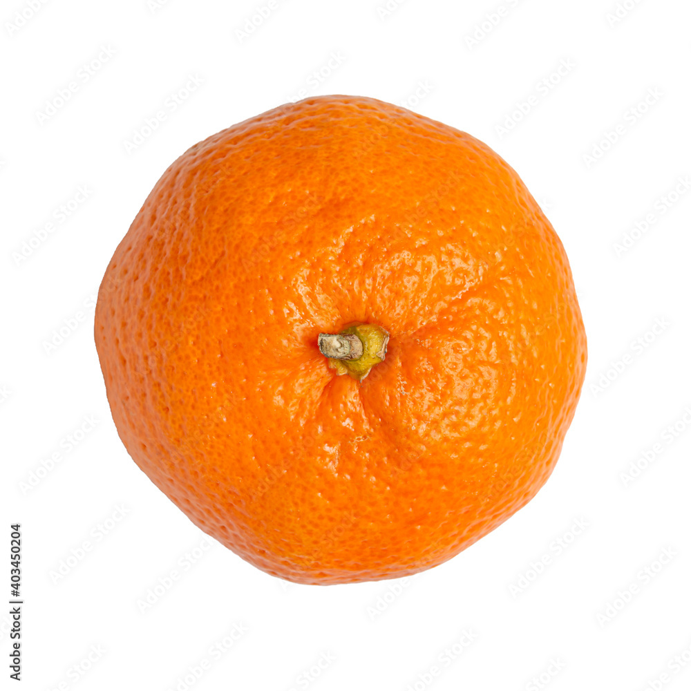 Ripe mandarin fruit isolated on white background. Top view. Ripe mandarin fruit isolated on white background. Top view.