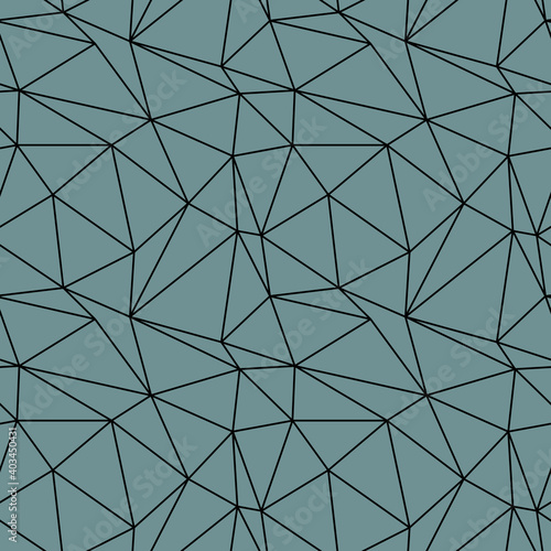 Geometric seamless pattern from triangles. Green grey vector illustration.