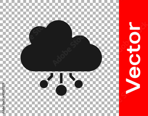 Black Cryptocurrency cloud mining icon isolated on transparent background. Blockchain technology, bitcoin, digital money market, cryptocoin wallet. Vector.