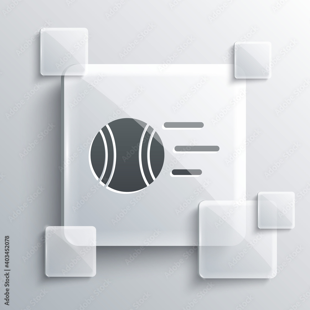 Grey Tennis ball icon isolated on grey background. Sport equipment. Square glass panels. Vector. Grey Tennis ball icon isolated on grey background. Sport equipment. Square glass panels. Vector.