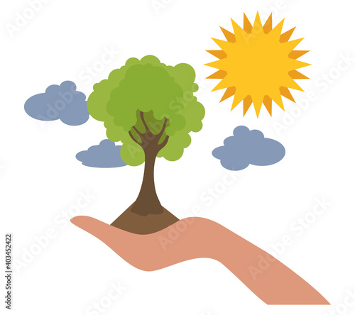 Global environmental problems. Exhaustion of land resources infographic. Deforestation. Vector illustration