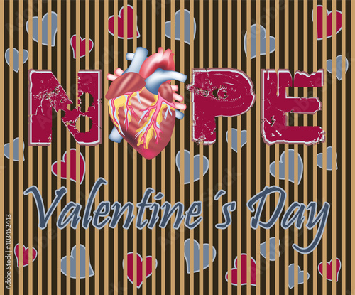 No Valentine's day  card, vector illustration	