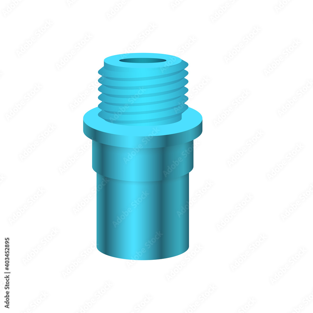 Male to male pvc plastic nipple threaded pipe fitting NPT vector icon. Consist screw both side. Part for connection pipe in pipeline system, plumbing, drainage, vent, waste, sewage and water supply. Male to male pvc plastic nipple threaded pipe fitting NPT vector icon. Consist screw both side. Part for connection pipe in pipeline system, plumbing, drainage, vent, waste, sewage and water supply.
