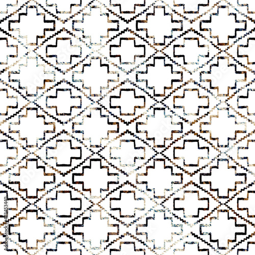 Geometric kilim ikat pattern with grunge texture © Graphics & textile