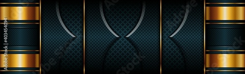 Abstract gold light on dark green modern futuristic background