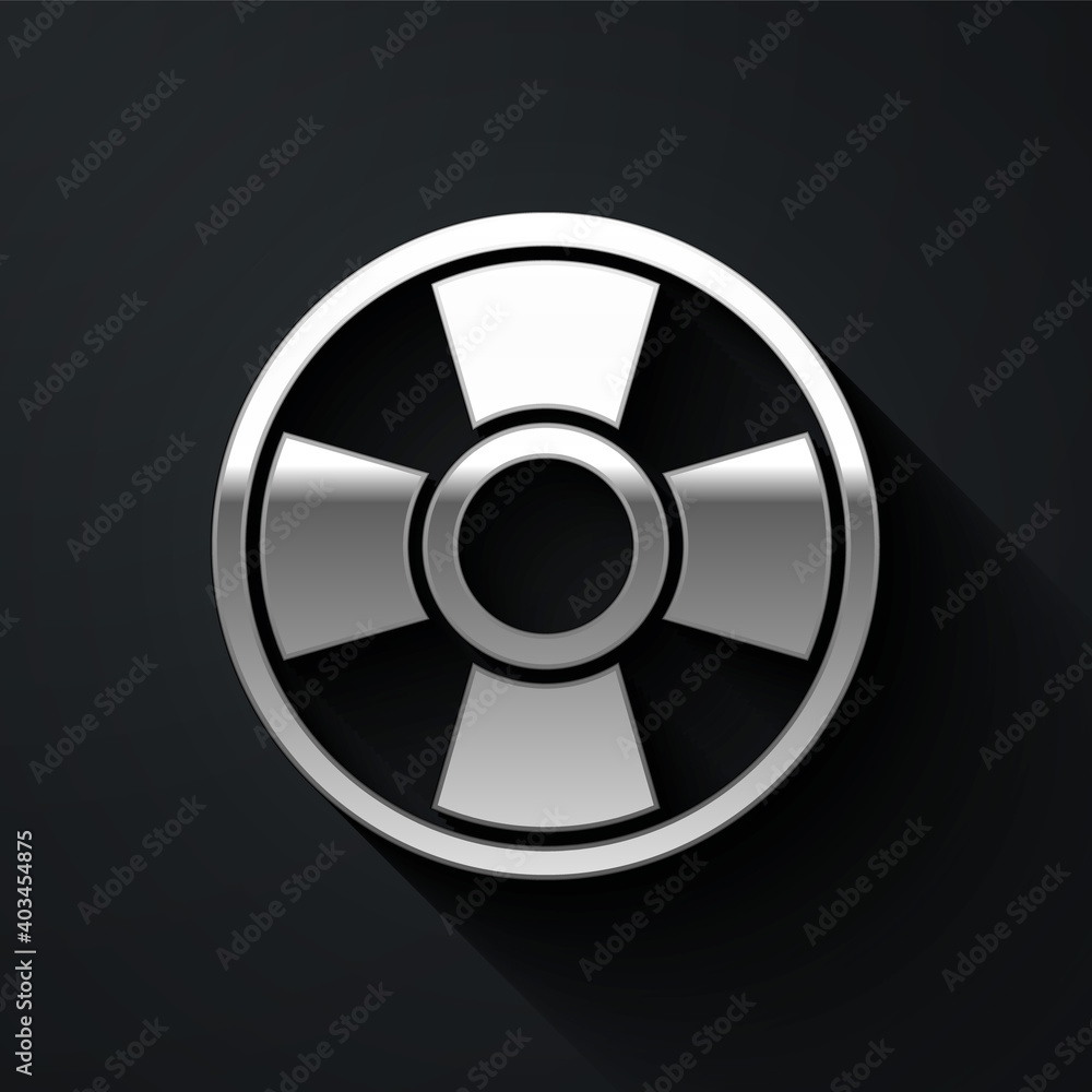 Silver Casino chip icon isolated on black background. Casino gambling. Long shadow style. Vector. Silver Casino chip icon isolated on black background. Casino gambling. Long shadow style. Vector.
