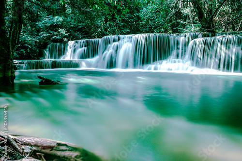 Fototapeta Naklejka Na Ścianę i Meble -  long exposure waterscape of Huai Mae kamin waterfall kanchaburi Thailand