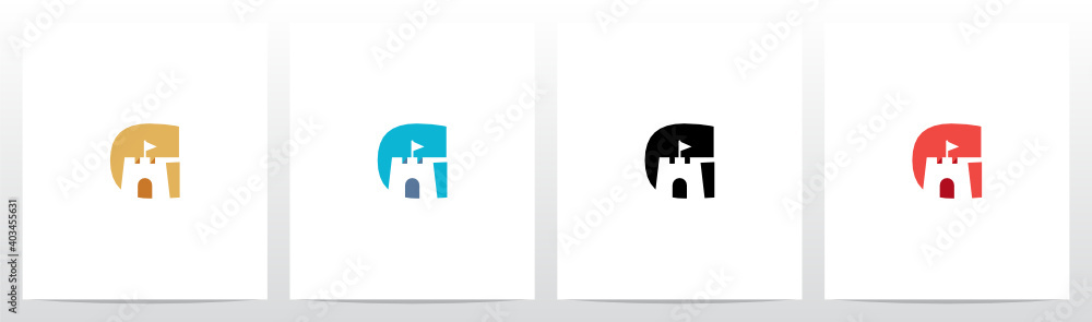Castle With Flag On Letter Logo Design G Castle With Flag On Letter Logo Design G