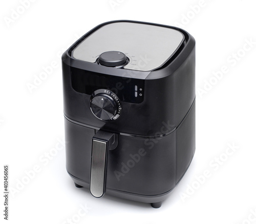 Kitchen countertop air fryer on white