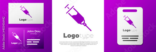 Logotype Doping syringe icon isolated on white background. Logo design template element. Vector.