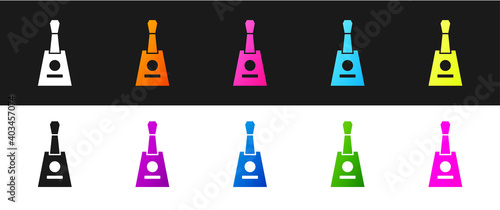 Set Musical instrument balalaika icon isolated on black and white background. Vector.