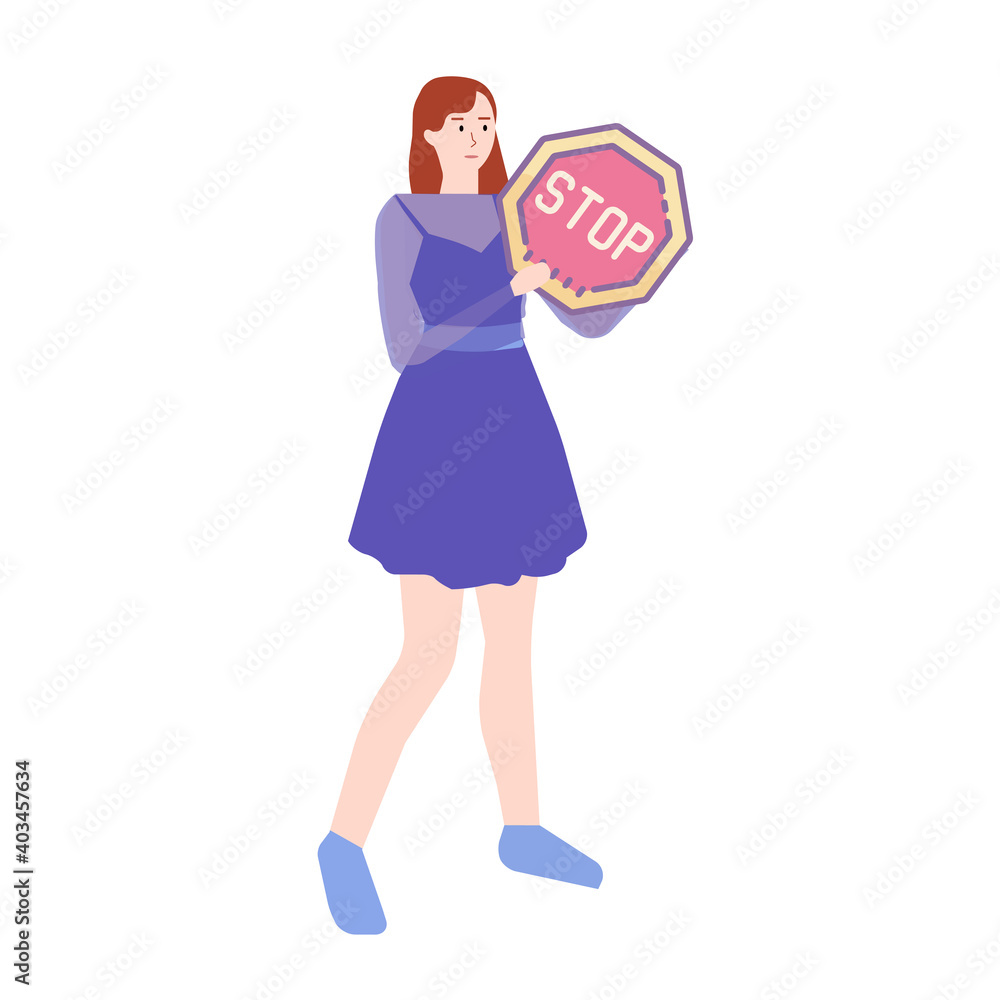 Girl tells about traffic signs, vector graphics Girl tells about traffic signs, vector graphics