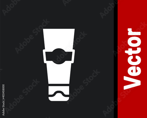 White Tube of toothpaste icon isolated on black background. Vector.