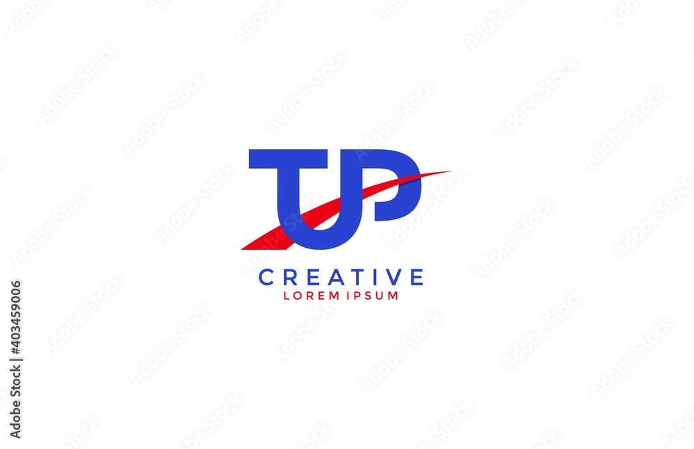TUP TP Linked Red Swoosh Corporate Logo - obrazy, fototapety, plakaty 