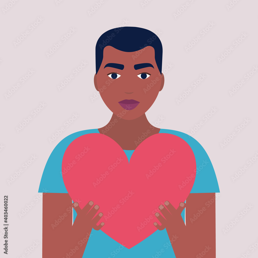 Man holds big hearts