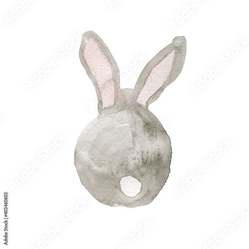 watercolor painting illustration bunny adorable rabbit rear view
