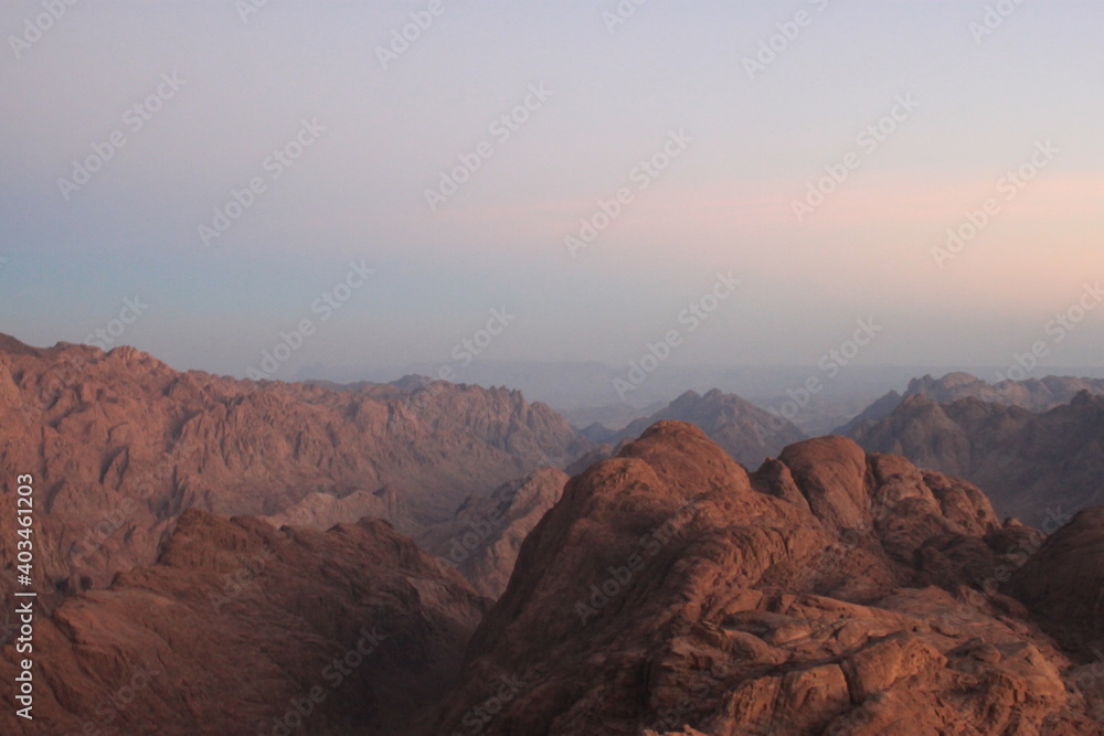 view from the top of Mount Moses, mountains of Egypt, the highest mountain in Egypt