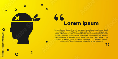 Black Pirate captain icon isolated on yellow background. Vector.