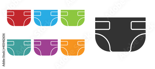 Black Baby absorbent diaper icon isolated on white background. Set icons colorful. Vector.