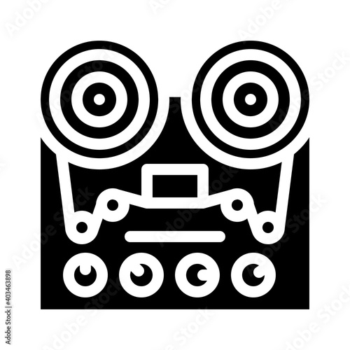 reel-to-reel tape player glyph icon vector illustration