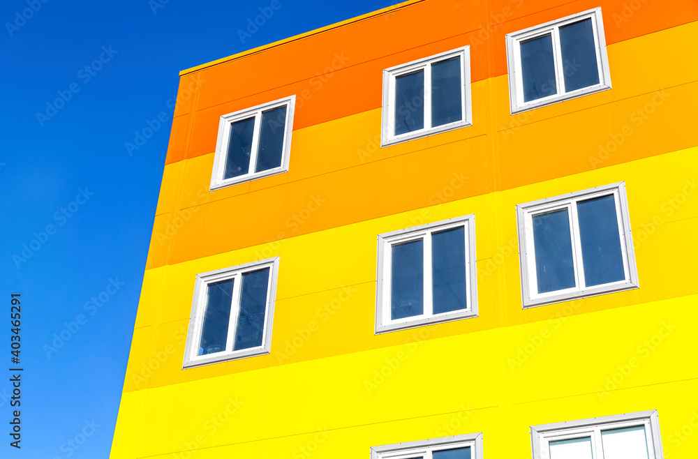 Facade of colorful modern residential building Facade of colorful modern residential building