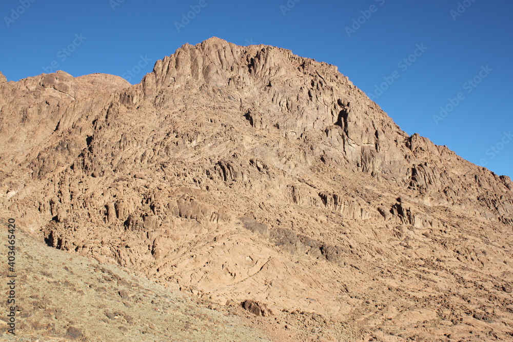 hanging from the mountain of Moses, mountains of Egypt, the highest mountain in Egypt