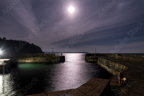 Charlestown harbour  Cornwall  by moonlight