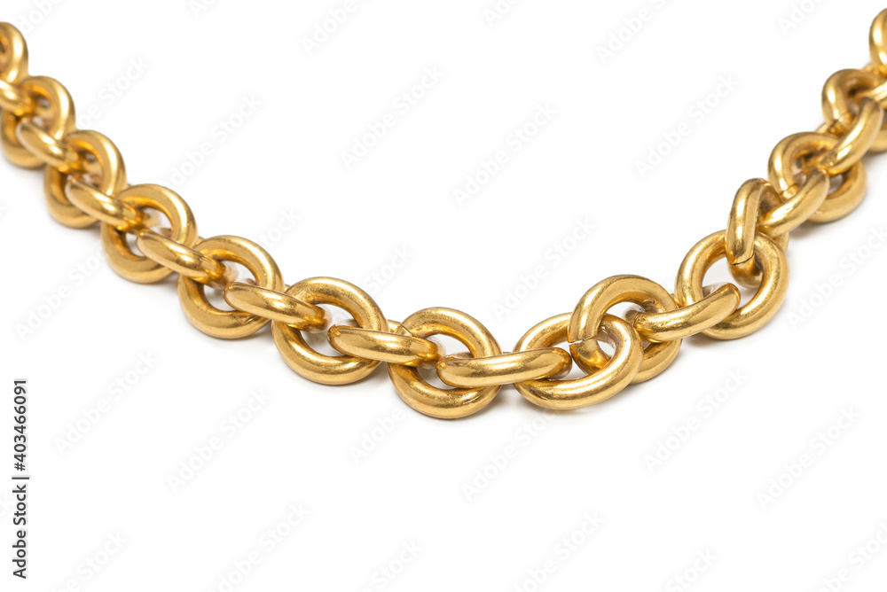 Fototapeta premium Golden chain isolated on white background.