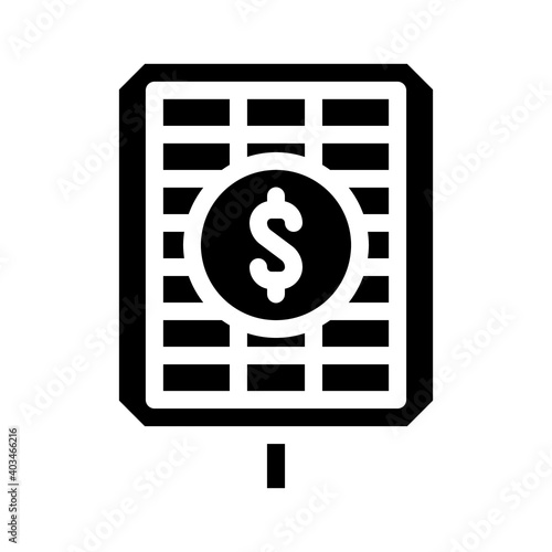 payback and price solar panel glyph icon vector illustration