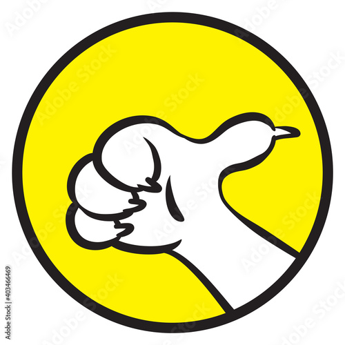 Direction Sign With The Pointing White Cat Paw Thumb