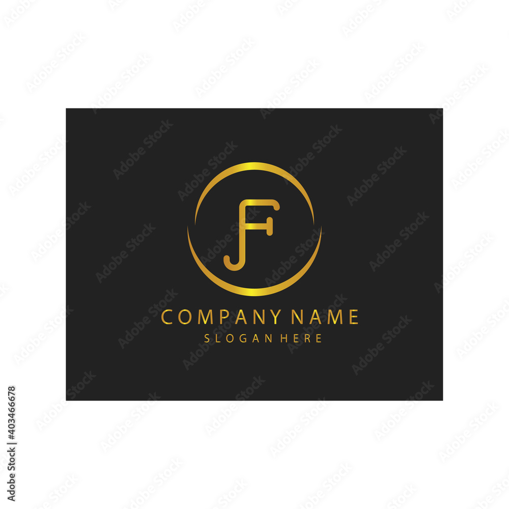 simple elegant initials letter type F sign symbol icon template black background