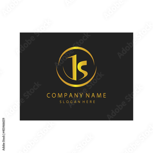 simple elegant initials letter type JS sign symbol icon template black background