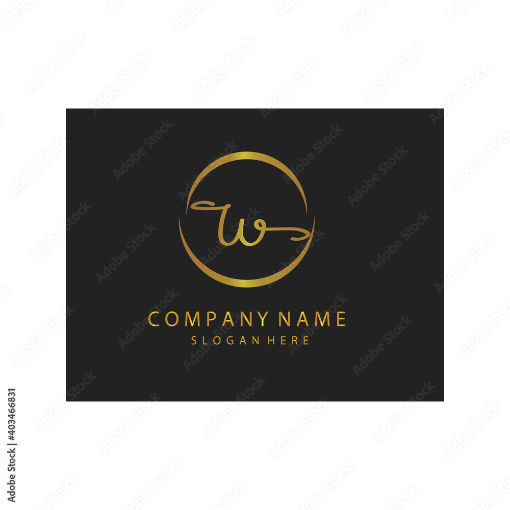 simple elegant initials letter type W sign symbol icon template black background