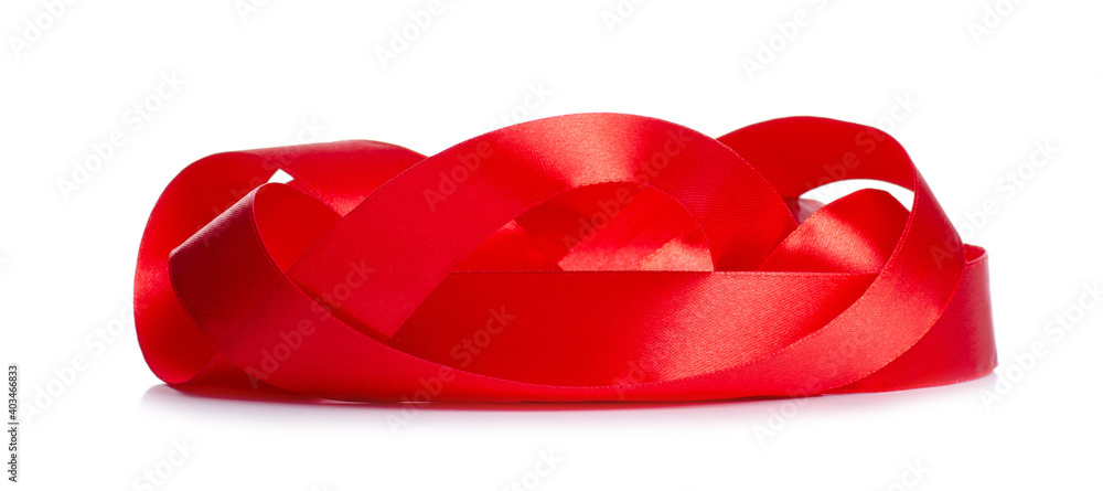 Red ribbon decoration on white background isolation Red ribbon decoration on white background isolation